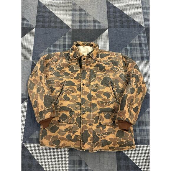 Vintage Sun Faded 1970s Reversible Duck Camo / White Puffer Jacket Men’s Size‎ L